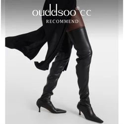 Ods Luxury Brand Black High Boots Women Heels Over the Knee Boot Sexy Zipper Nightclub Ladies Long Latex Shoes Big Size4143 4546