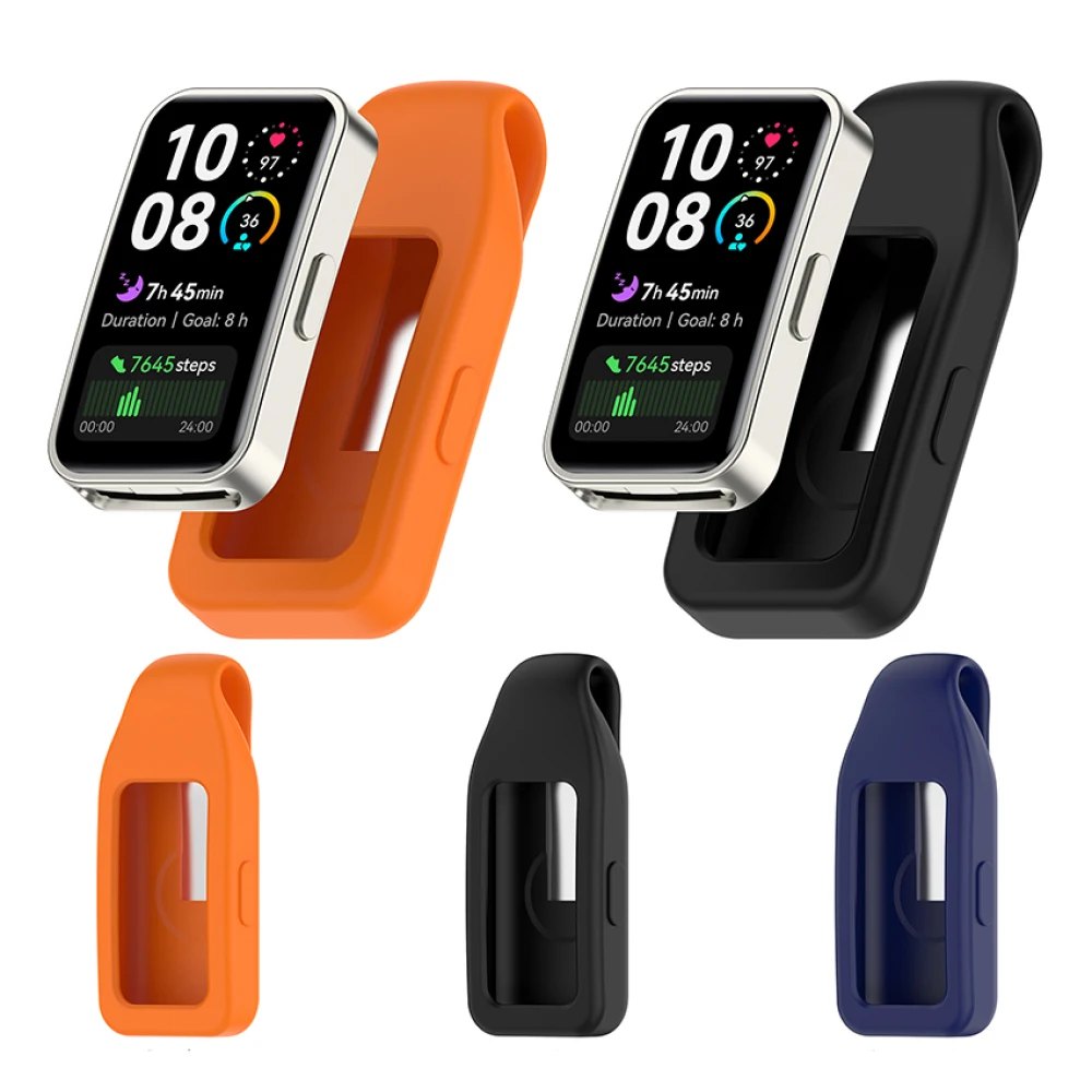 

1pc Silicone Case with Buckle Smart Watch Protective Cover with Clip for HUAWEI Band 10/ 9/ 8 Accessries