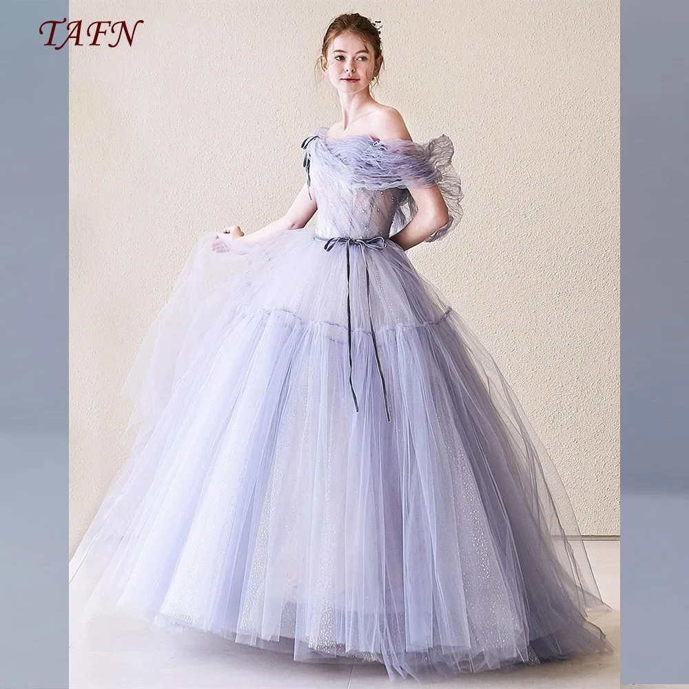 TAFN Princess Purple Korea Wedding Dresses A-line Draped Tulle Off the Shoulder Bridal Gown 2024 한국 웨딩드레스 Photo Shoot