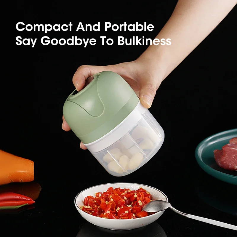 250ml Electric Garlic Masher Machine Mini USB charging Food Processor for Nuts Vegetable Black Pepper Chili Kitchen Tools