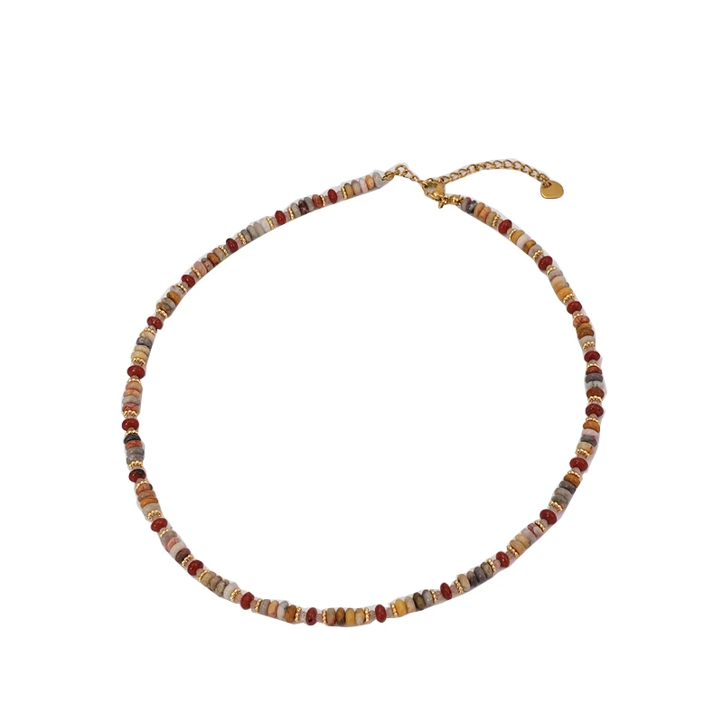 

Crazy agate necklace, high-end light luxury, niche beaded natural stone collarbone chain, popular neck chain, female