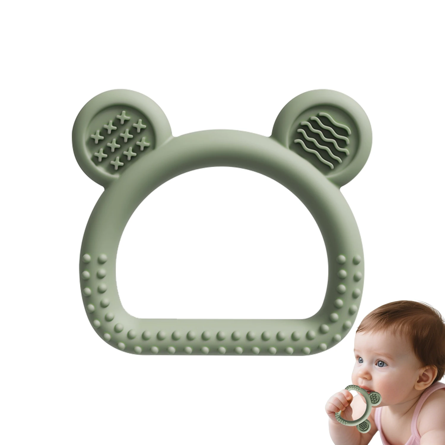 

Baby Silicone Teether Rattle Toys Cartoon Bear Teething Dental Care Soothing Sore Gums for Baby Newborn Teething Molar Toys Gift