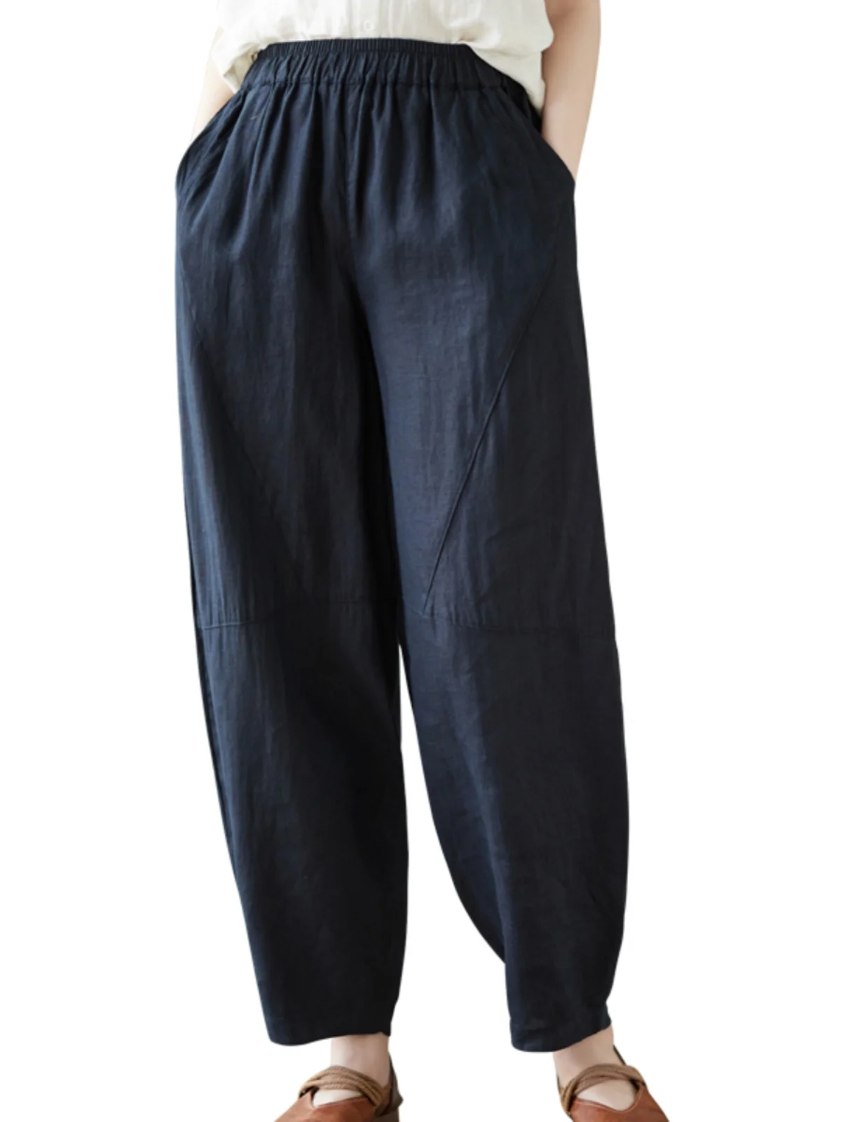 Luksusowe spodnie z czystego lnu z szerokimi nogawkami, luźne spodnie z lnu i bawełny do tai chi, spodnie do medytacji, mom jeansy damskie plus size, wygodne, codzienne T...