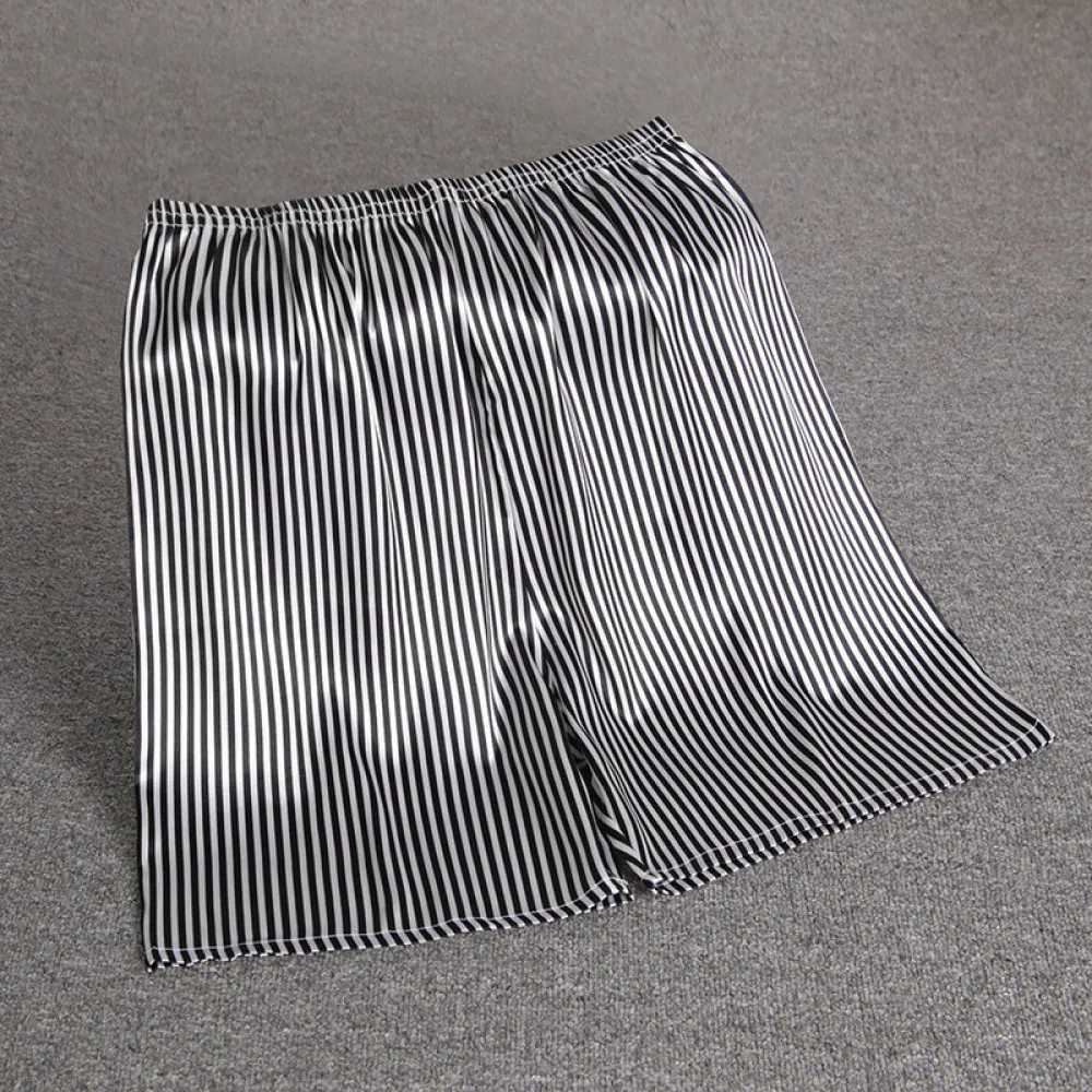 Mens Faux Silk Sleepwear Shorts Summer Loose Lounge Bottoms Breathable Comfy Home Pants Casual Lightweight Sleep Pants