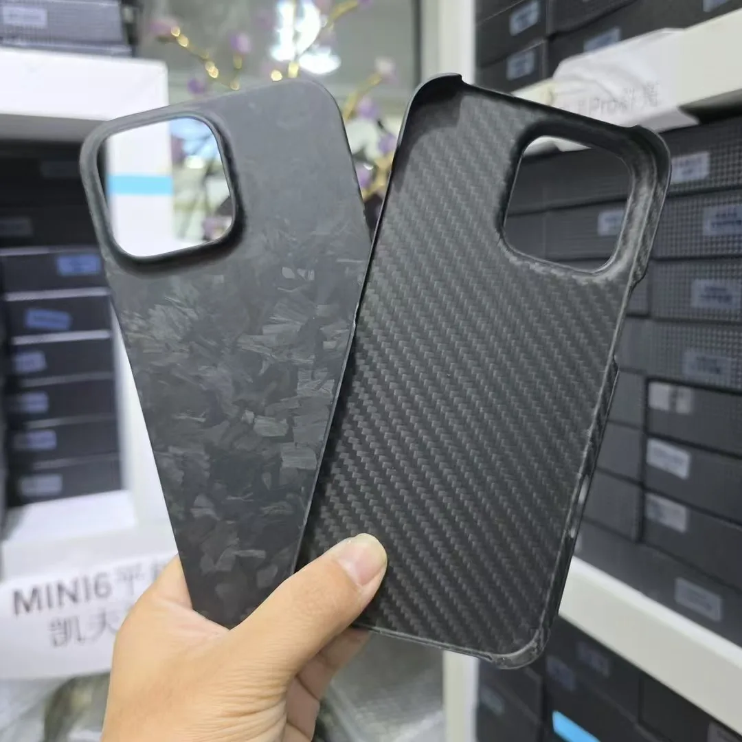 For iPhone 14pro forged carbon fiber case 15pro max drop-proof shockproof 16 promax anti-fingerprint hard case