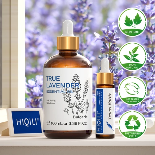 HIQILI 100ML aceites esenciales de lavanda verdadera para difusor humidificador masaje aromaterapia aceite de Aroma Natural puro para fabricación de velas