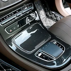 For Mercedes Benz E Class W213 S213 A238 C238 2019 2020 2021 ABS Carbon Texture Car Center Console Gear Shift Panel Cover Trim