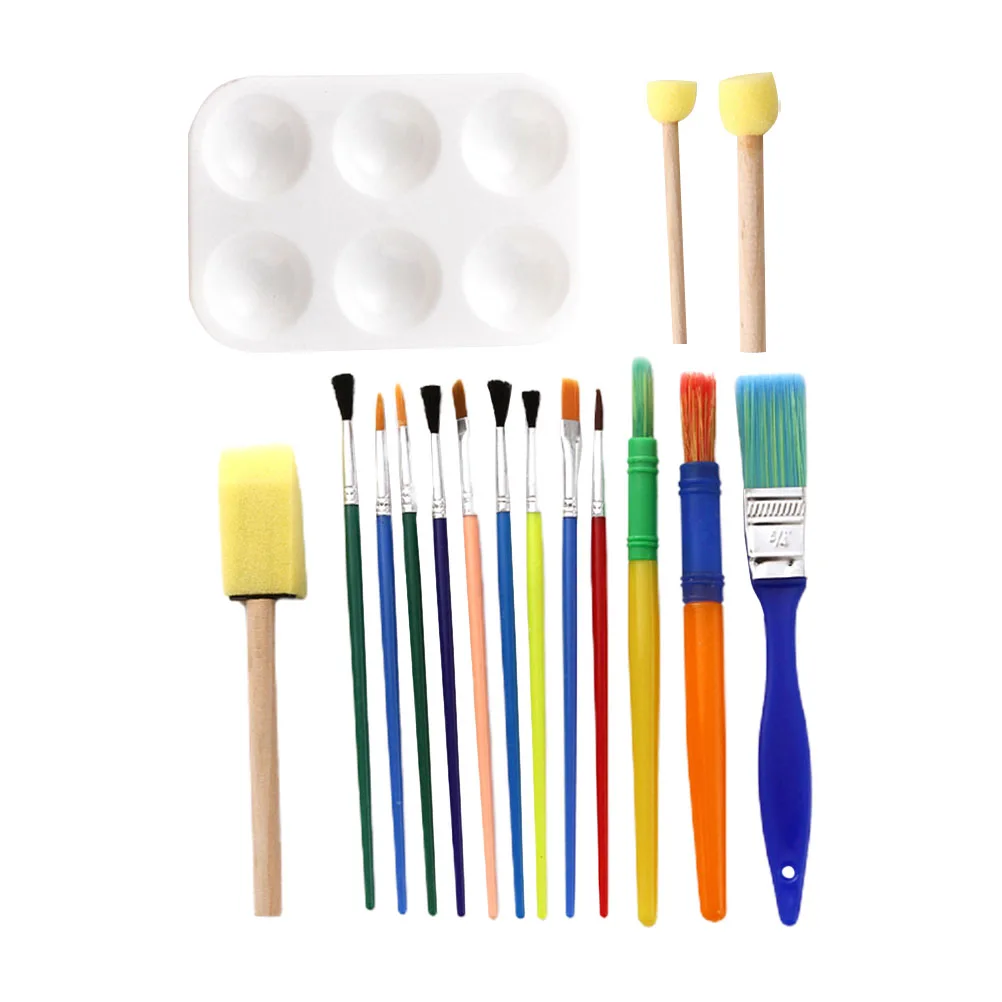 

16 pcs Painting Sponge Brush Set Sturdy Lightweight Ergonomic Handle Art Craft Drawing Tool For Kindergarten Preschoolers