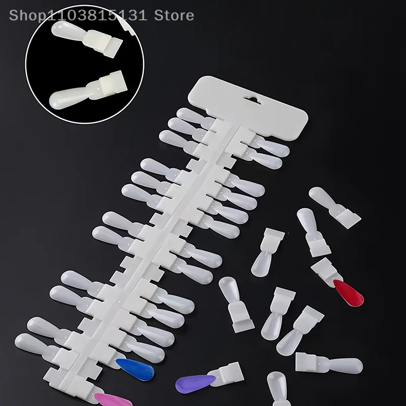 36Pcs Removable Nail Art Color Card Natural/Clear False Nail Tips Display Rack Teardrop Design Manicure Gel Polish Practice Tool