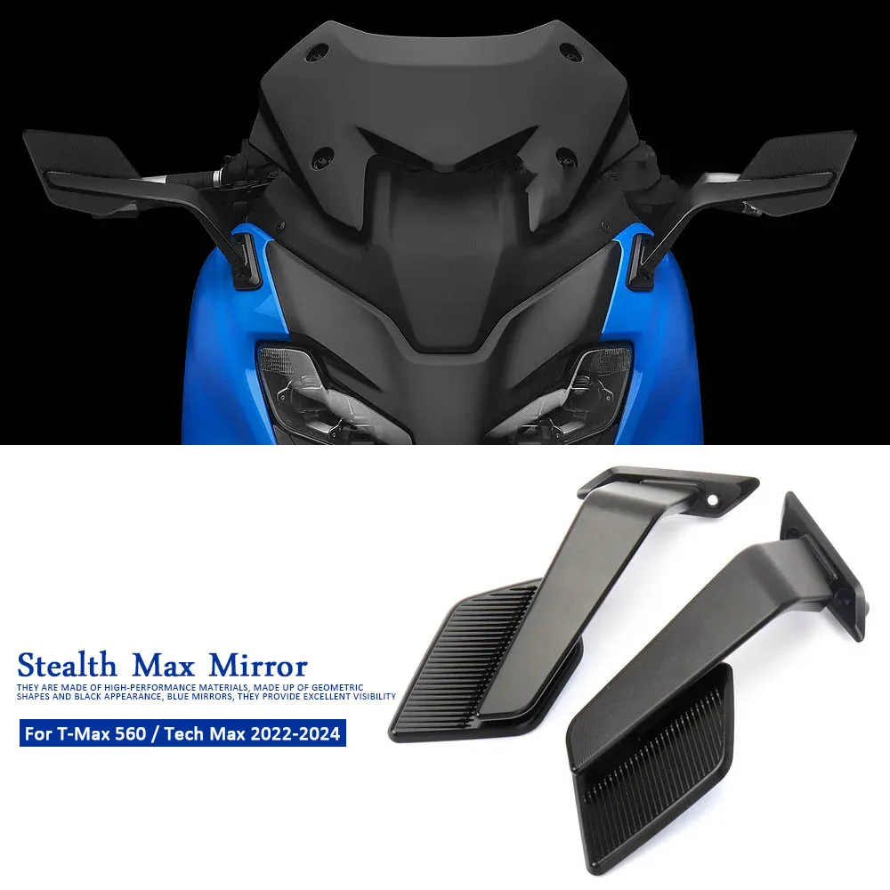 

T-MAX560 2022-2024 Stealth Winglets Side Mirror Motorcycle Rearview Mirror With Wind Deflector For Yamaha T-Max 560 Tech Max