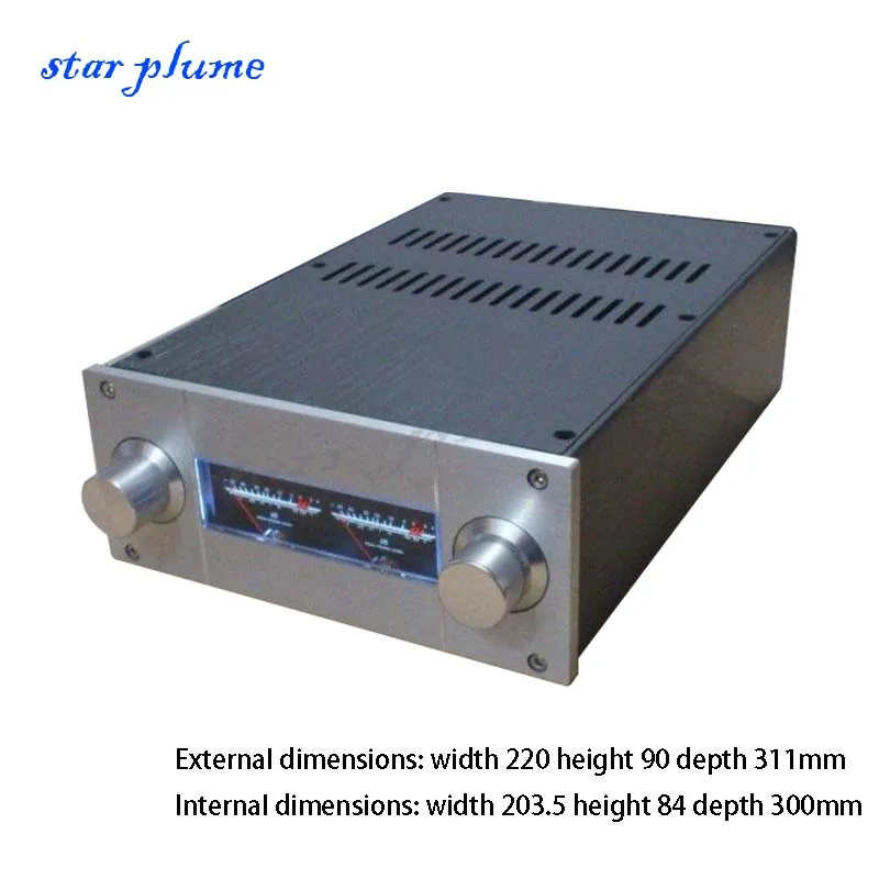 220*90*311mm JC229 All Aluminum Power Amplifier Chassis VU Meter Preamplifier Chassis DIY Aluminum Amplifier Audio Shell