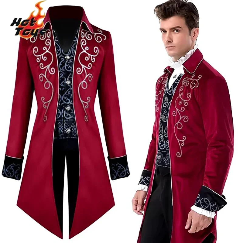 Veste Victorienne Brodée Gothique Medidievale pour Homme، زي عصر النهضة، Tailleur Vintag