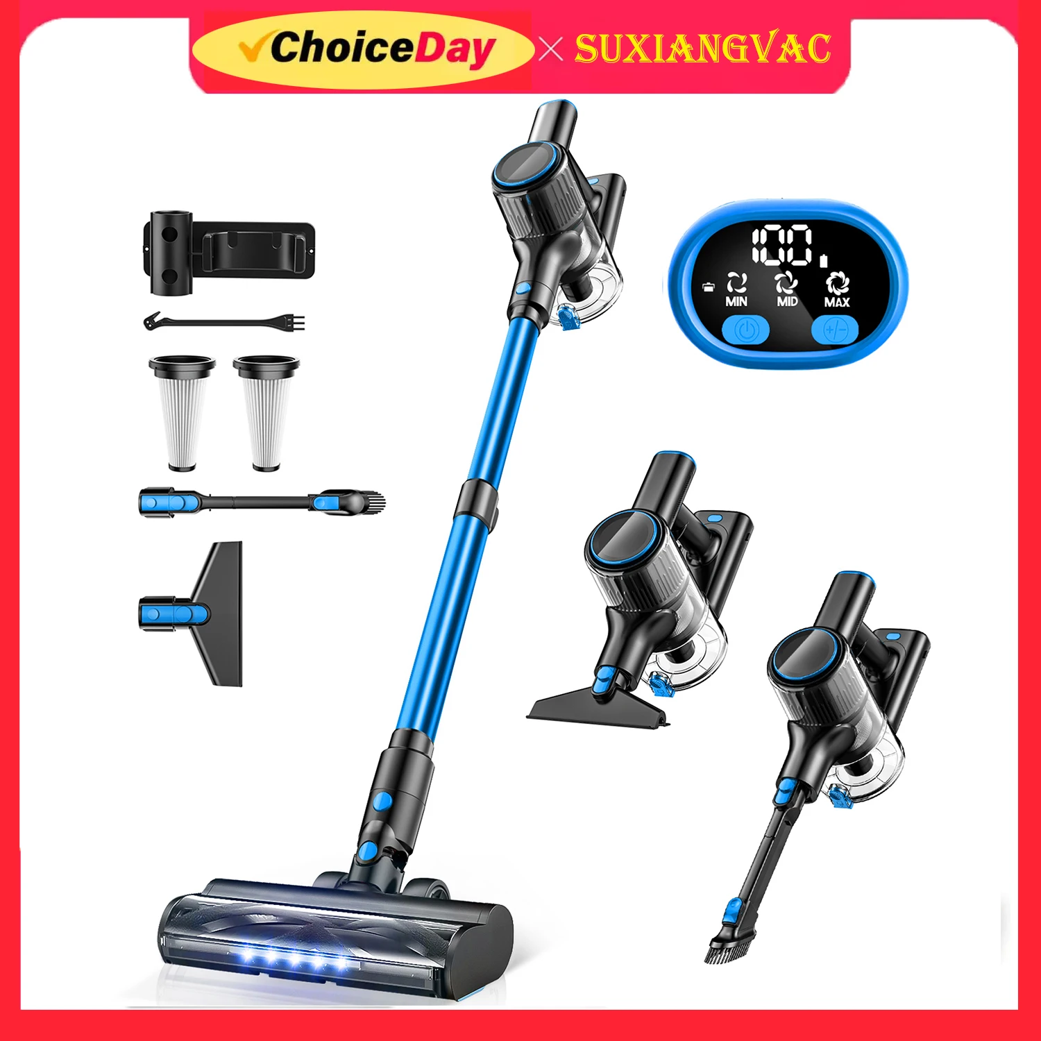مكنسة كهربائية لاسلكية، مكنسة كهربائية 8 في 1 مع شفط قوي 40 كيلو باسكال، مكانس كهربائية خفيفة الوزن وقت التشغيل 45 دقيقة للمنزل