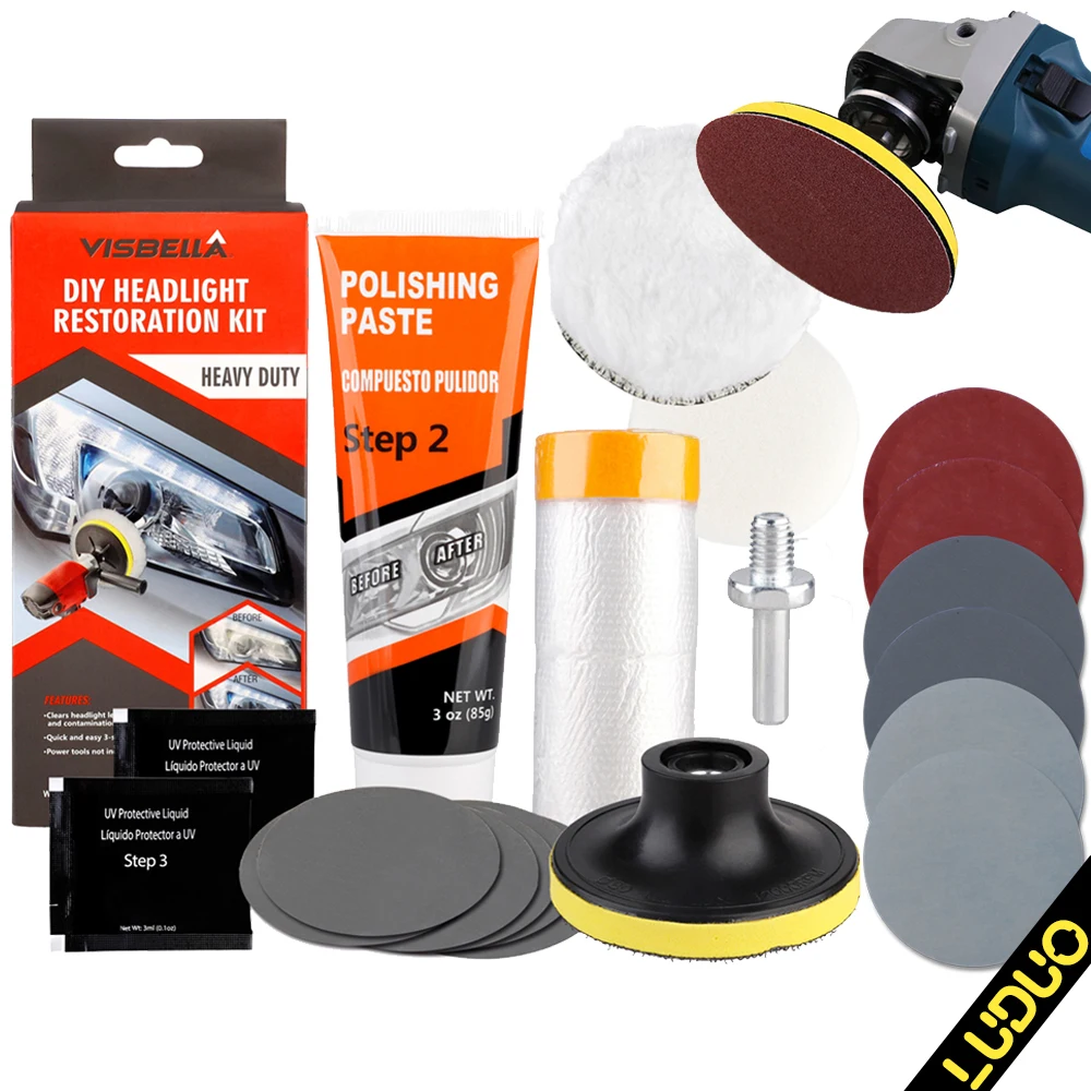 Kit de polimento para restauração de faróis de automóveis, pasta de polimento de luz de carro, proteção uv, conjunto de restauração, manutenção