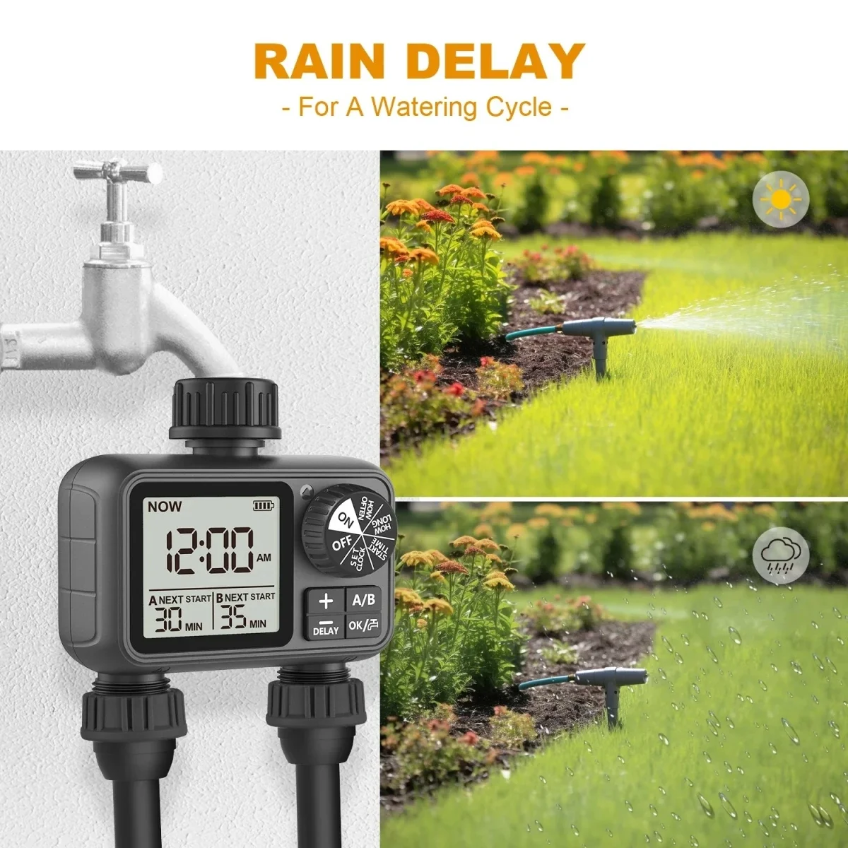 

Newest 2-outlet Digital Water Timer Independent Programming Control Adjustable Sprinker Easy Installation Garden Lawn Irrigate