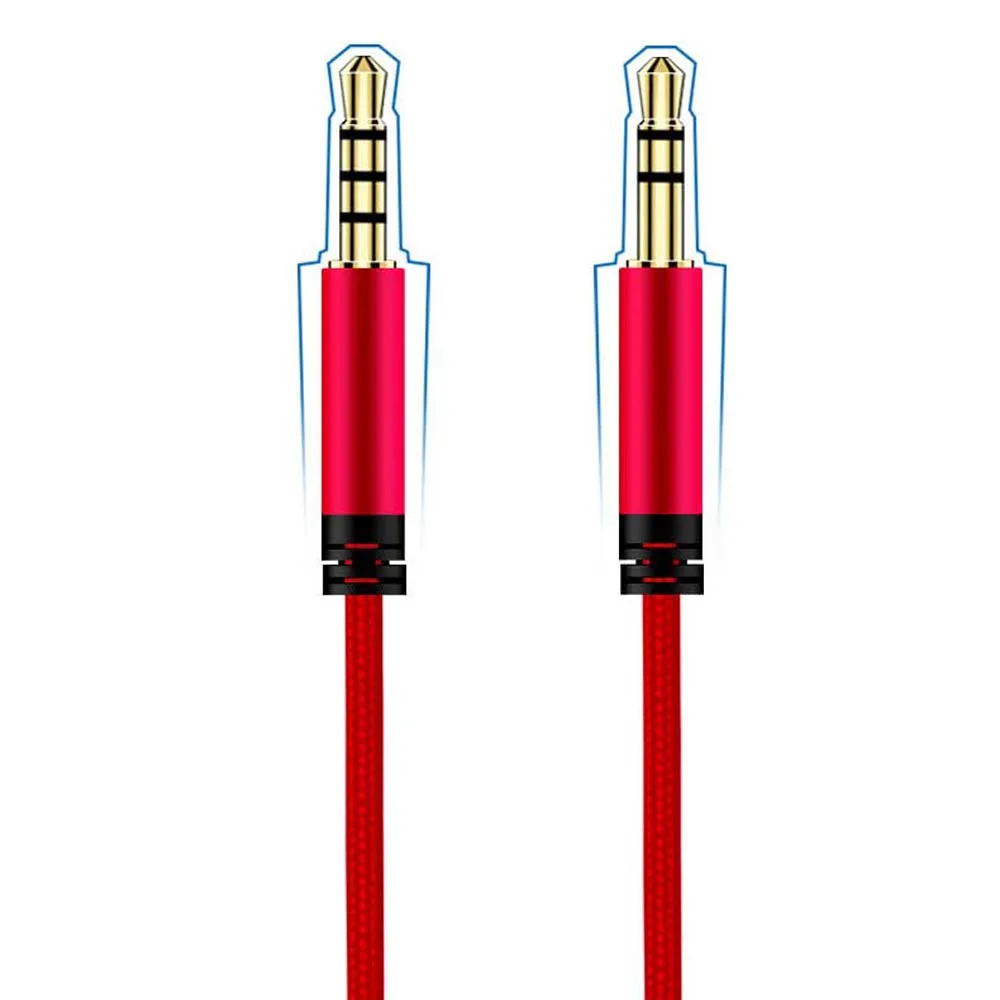 Cable de control de volumen, línea de altavoz, Cable de auriculares con micrófono, Cable de Audio trenzado de nailon, Cable auxiliar, Cable auxiliar para coche