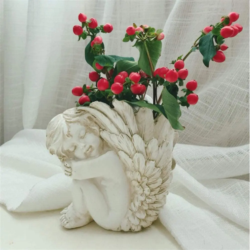 

Angel Flower Pot Art Vase Angel Garden Figure Sculpture Gardening Ornament Decor Yard Courtyard Sculpture Statue Flower Pot