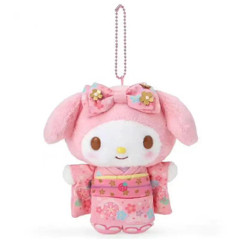 귀여운 만화 카와이 축제 기모노 Sanrio Kuromi 마이 멜로디 Cinnamoroll Hellokitty 봉제 인형 키 체인 가방 펜던트 장난감 선물