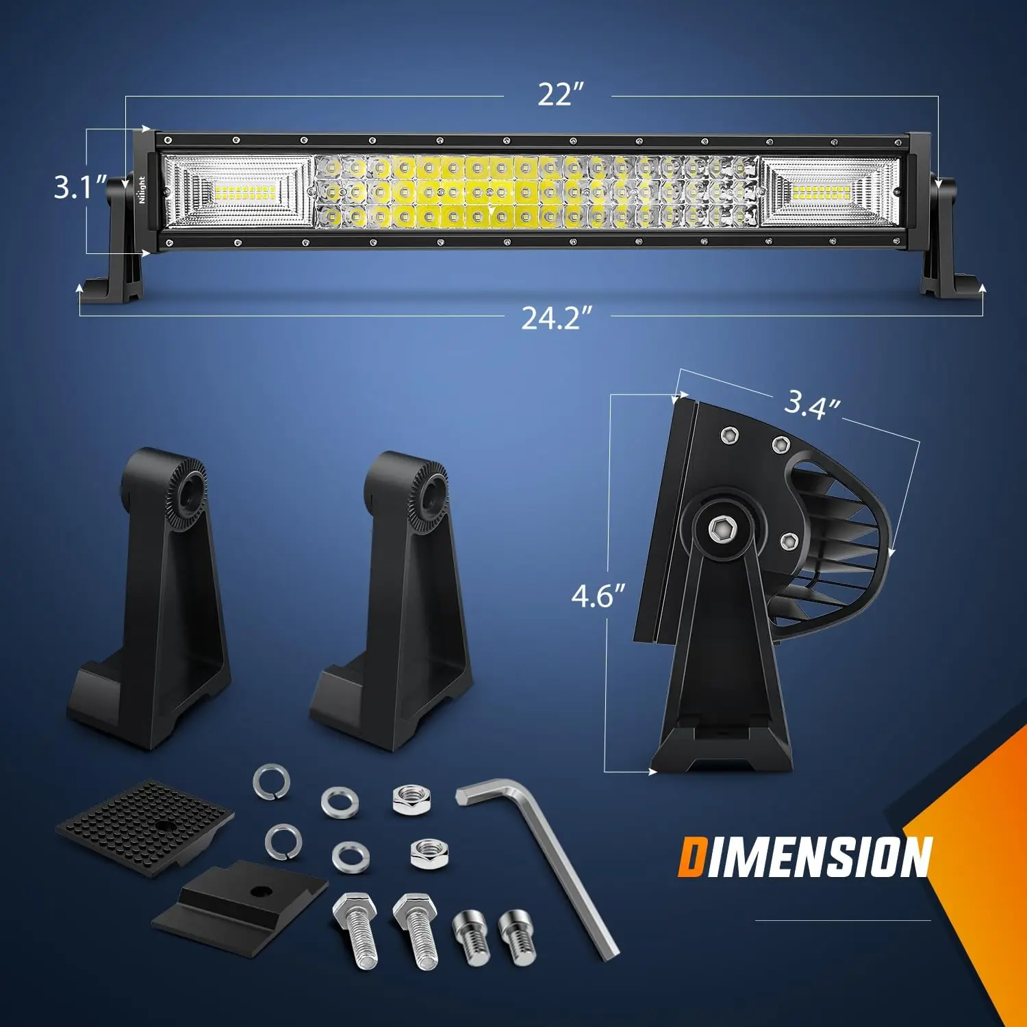 Nilight LED Light Bar 22Inch 270W Flood Spot Combo Triple Row Driving Lamp Roof Bumper Off Road LED Work Lights Pods for Van Camper Wagon Car Pickup Golf Cart ATV UTV SUV Truck Boat 4x4