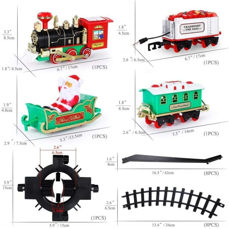 Juego de tren de Navidad con luces, sonidos, vías ferroviarias, motor locomotor para árbol de Navidad, juguetes electrónicos, regalo para niños