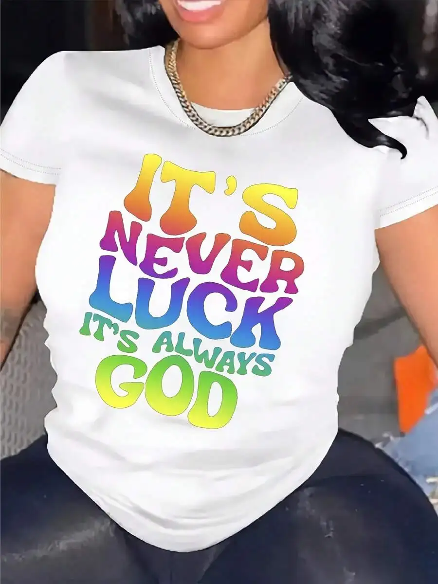 Women Inspirational Faith‑Themed Casual Tops 100% Heavy Cotton Crew Neck Short‑Sleeve Colorful 