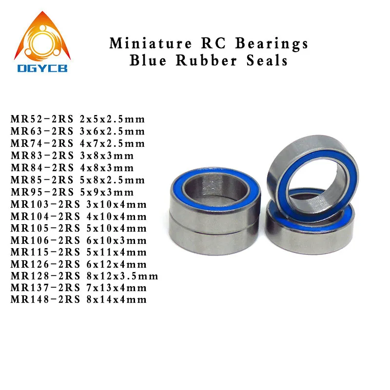 10pcs 8x12x3.5mm MR128 2RS ABEC3 Blue Rubber Seals Bearing Model Bearings L1280DDU 8*12*3.5 Mini Miniature RC Bearing