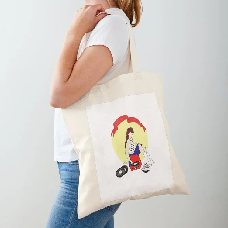 

Record Player Pinup - Vinyl Girl Tote Bag tote university the women