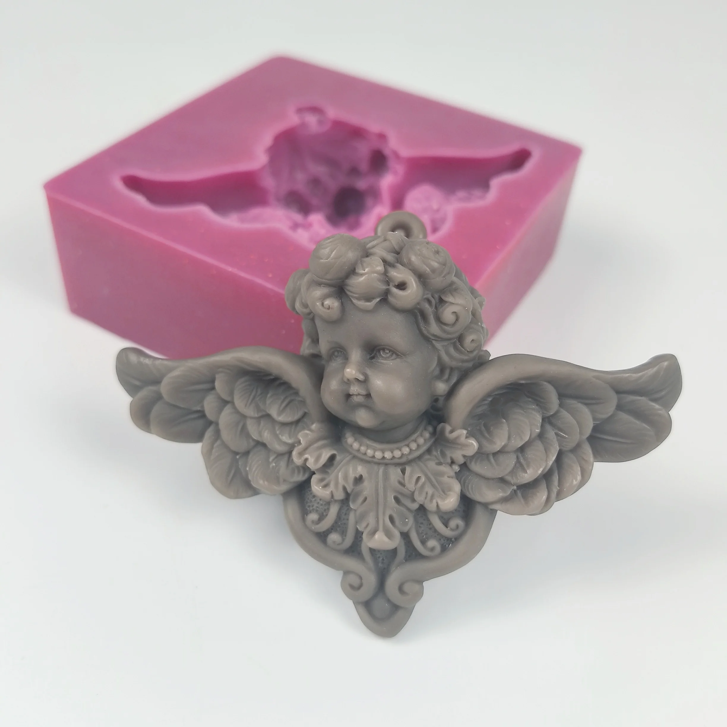 Angel Wings Mold European Angel Head Relief Soap Molds Silicone 2D Wedding Birthday Clay Resin Mould