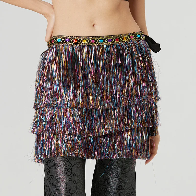 

Women's Shine Bright Shimmery Tassel Skirt Shiny Party Patchwork Appliques Y2K Clothes