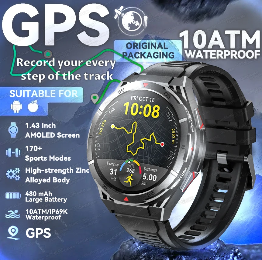 2025 New Original 10ATM Ultra GPS Smart Watches Mens Rugged Smart Watches Women Military Electronic Waterproof Digital Bracelet