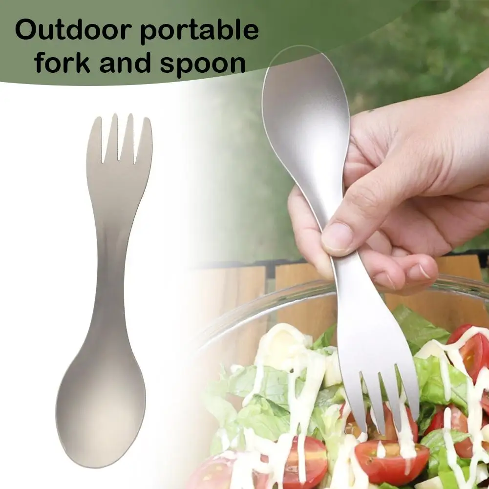 Ultralight Pure Titanium Spork (Spoon Fork) Camping Utensil, Portable 2-in-1 Outdoor Cutlery for Hiking, Backpacking & EDC
