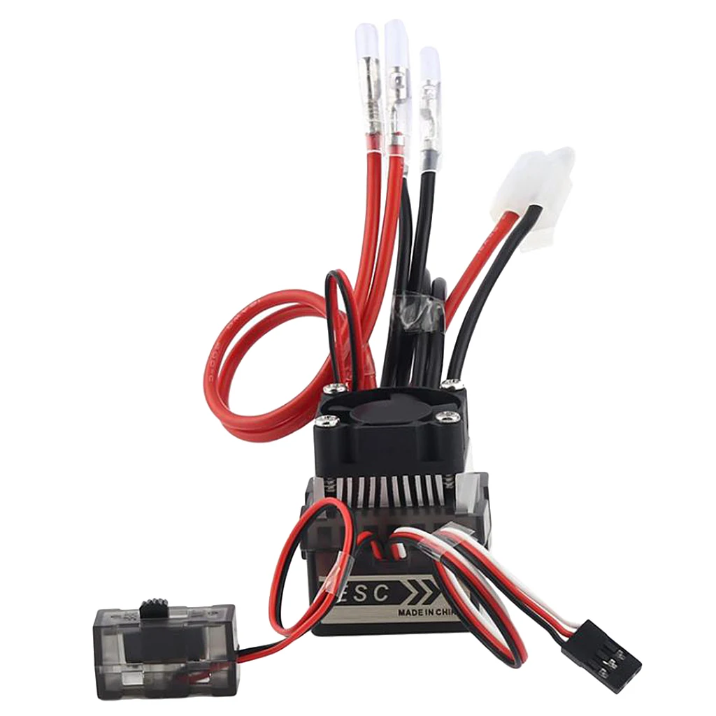 Brushed ESC with Multiple Protections High Current Output Motor Heat Sink for 1/10 RC Car or RC Boat Application