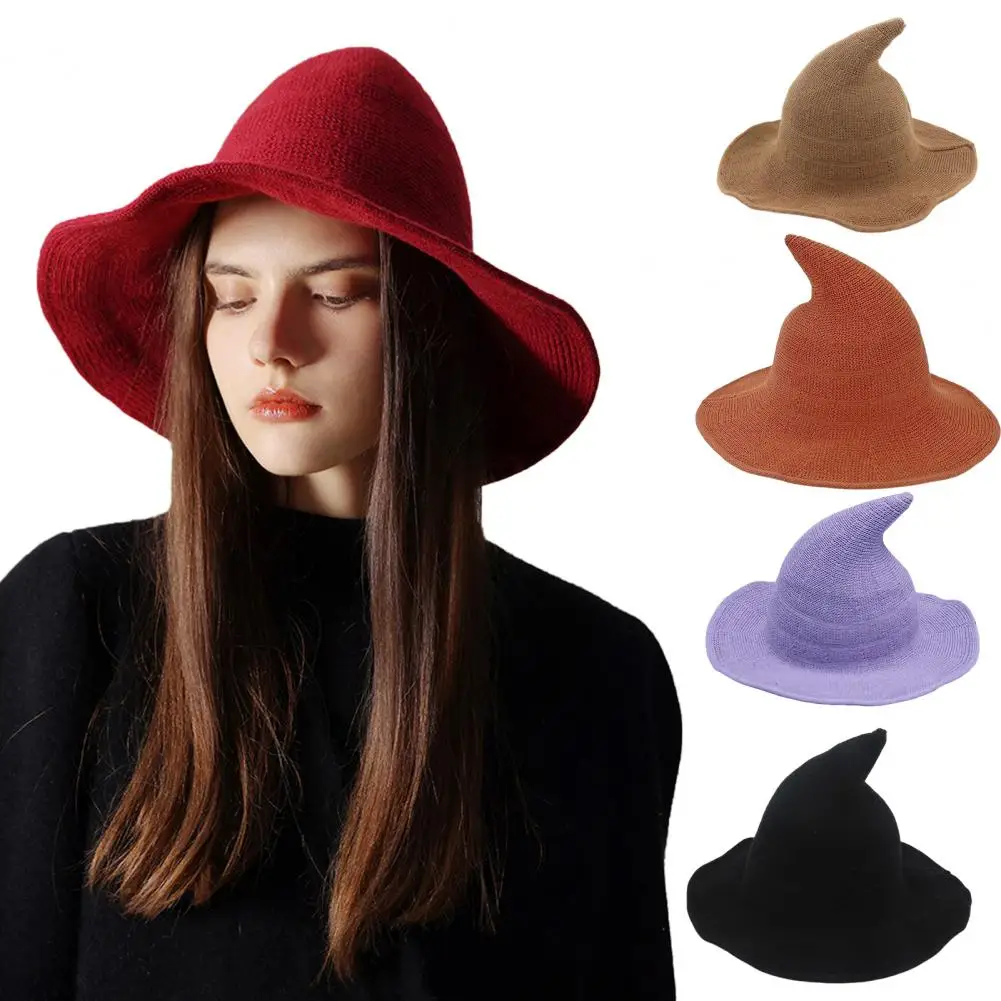 

Halloween Hat Foldable Halloween Witch Hat for Unisex Sun Solid Color Elastic Material for Carnival Masquerade