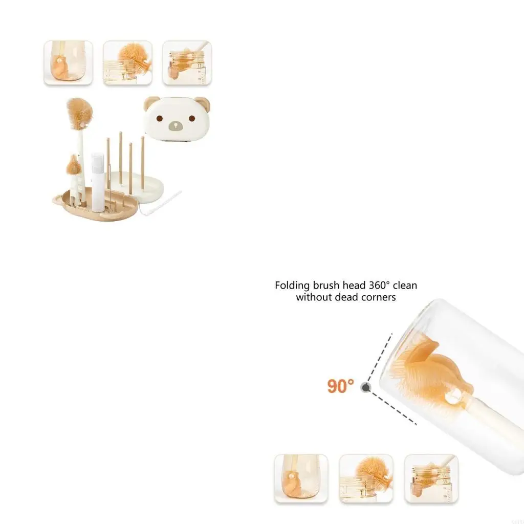 

6 в 1 Очиститель детских бутылочек Щетка для чистки молочных бутылочек Набор щеток для соломы и сосков Очиститель бутылочек для