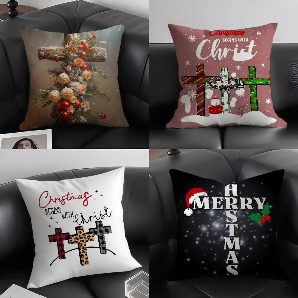 

Наволочка с рождественским крестом для свадьбы, плюшевая ткань, мягкая наволочка, двухсторонняя наволочка с принтом, подарки для дома