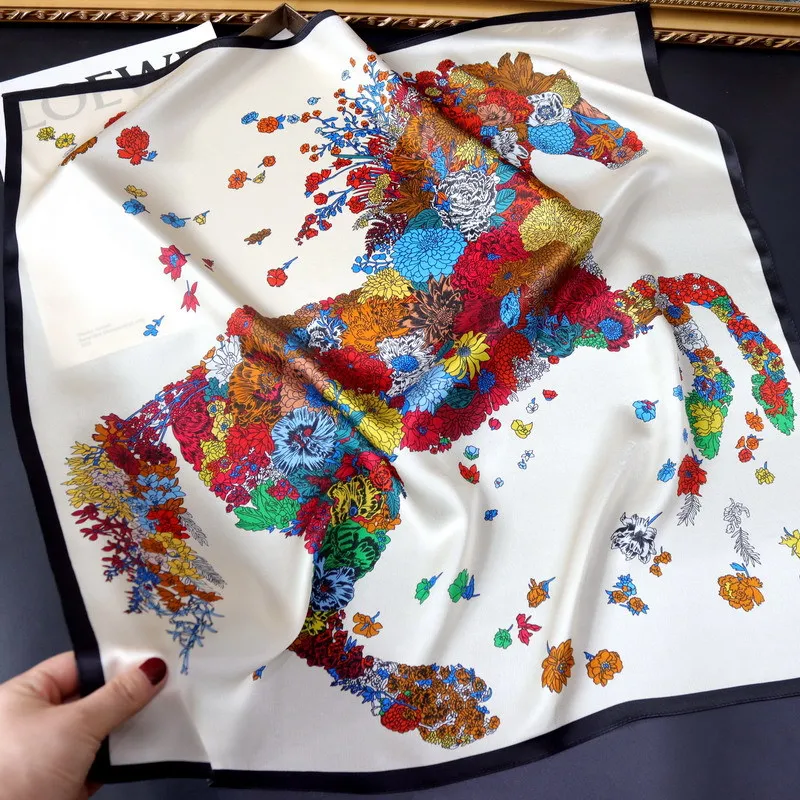 

Квадратный шелковый шарф, женские роскошные дизайнерские банданы, шали, хиджаб, шарфы для женщин, платок, женский рождественский подарок, 65 см