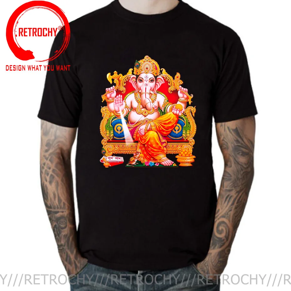 Ganesha 3D T Shirt Men's Cotton Awesome T-Shirts Round Collar Shiva Hindu God India Lingam Tee Short Sleeve Clothing Summer Tops