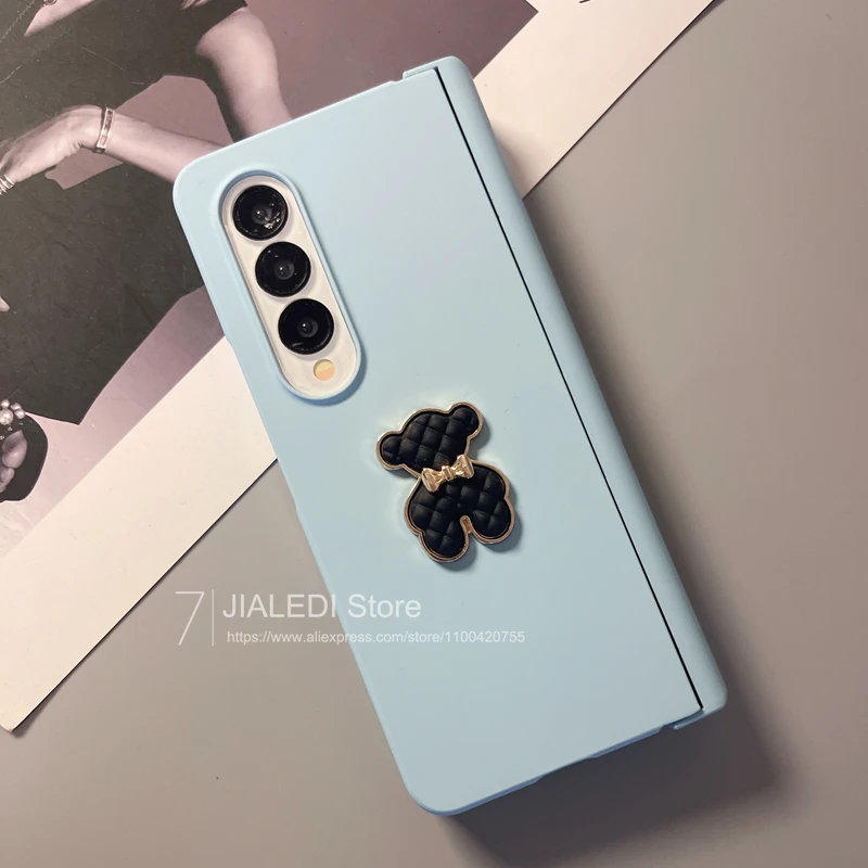 Simple Bear Hinge Phone case For Samsung Galaxy Z Fold 3 4 5 fold zfold5 Cover