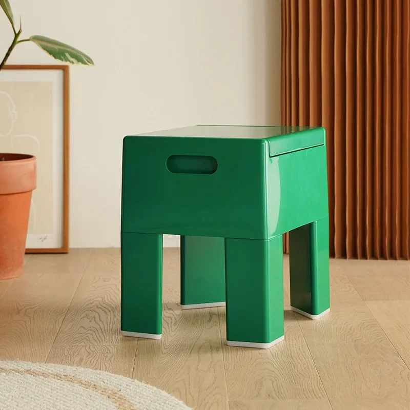 Folding Storage Stool Portable Solid Color Plastic Stool Simple Children\'s Living Room Bedroom Decorative Ottomans Furniture