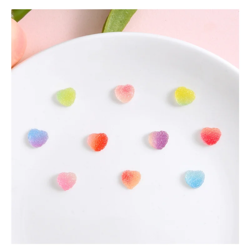 20 stücke Mini Imitation herzförmige Fudge Candy Gummi Flatback Scrap book DIY Hochzeit Haarnadel Verzierungen Zubehör – Detail 4
