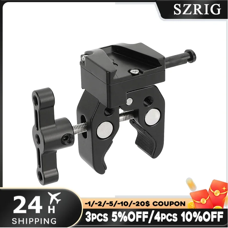 SZRIG-المشبك السلطعون السوبر الشامل ، V-Lock ، تحرير سريع للإناث ، محول مثبت لبطارية كاميرا DSLR ، أجهزة التصوير الفوتوغرافي