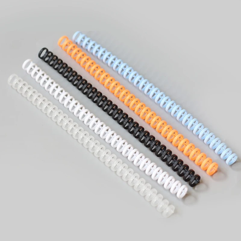 5pcs Random Color 30 Hole Loose-leaf Plastic Binding Ring Spring Spiral Rings Office Supplies