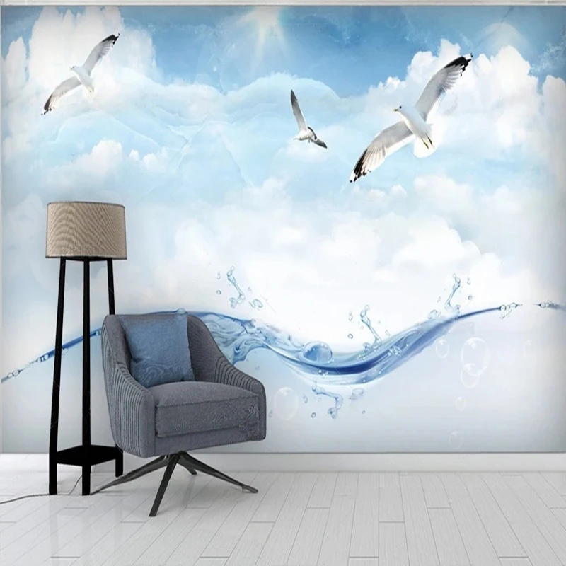

MU8730 Home DecorHigh-definition water drop blue sky stone pattern Photo Wall Painting Wallpapers Bedroom