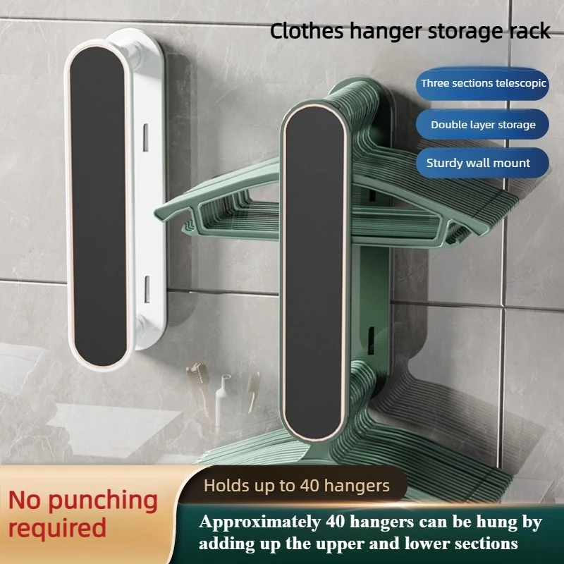 لون عشوائي 1 قطعة رف تخزين شماعات شرفة قابل للتمديد يُثبت على الحائط، لا حاجة لحفر الثقوب، خطاف منزلي متعدد الوظائف #1