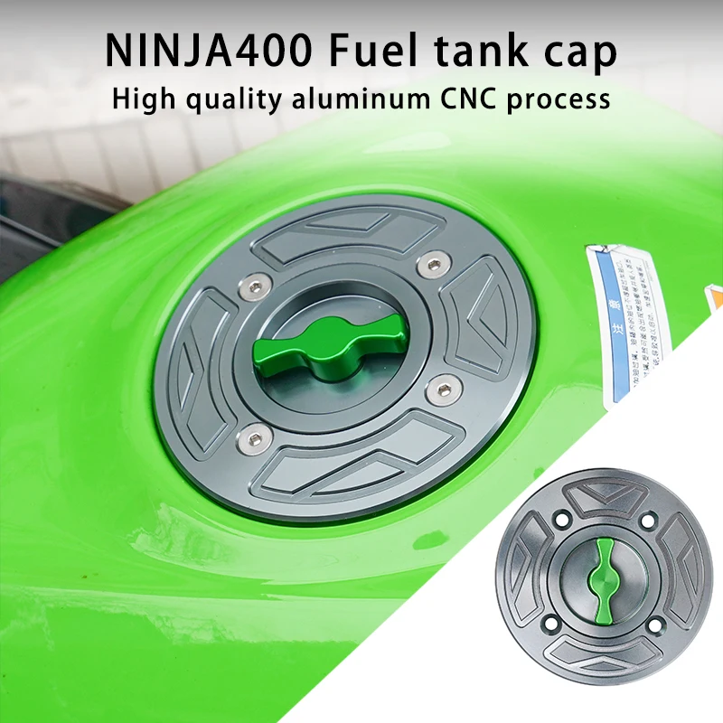 

CNC Aluminum Billet Fuel Tank Cap, for Kawasaki NINJA 400 650 Z400 Z650 Z900 Green VERSYS1000 2012-18, Gas Cover (Green)