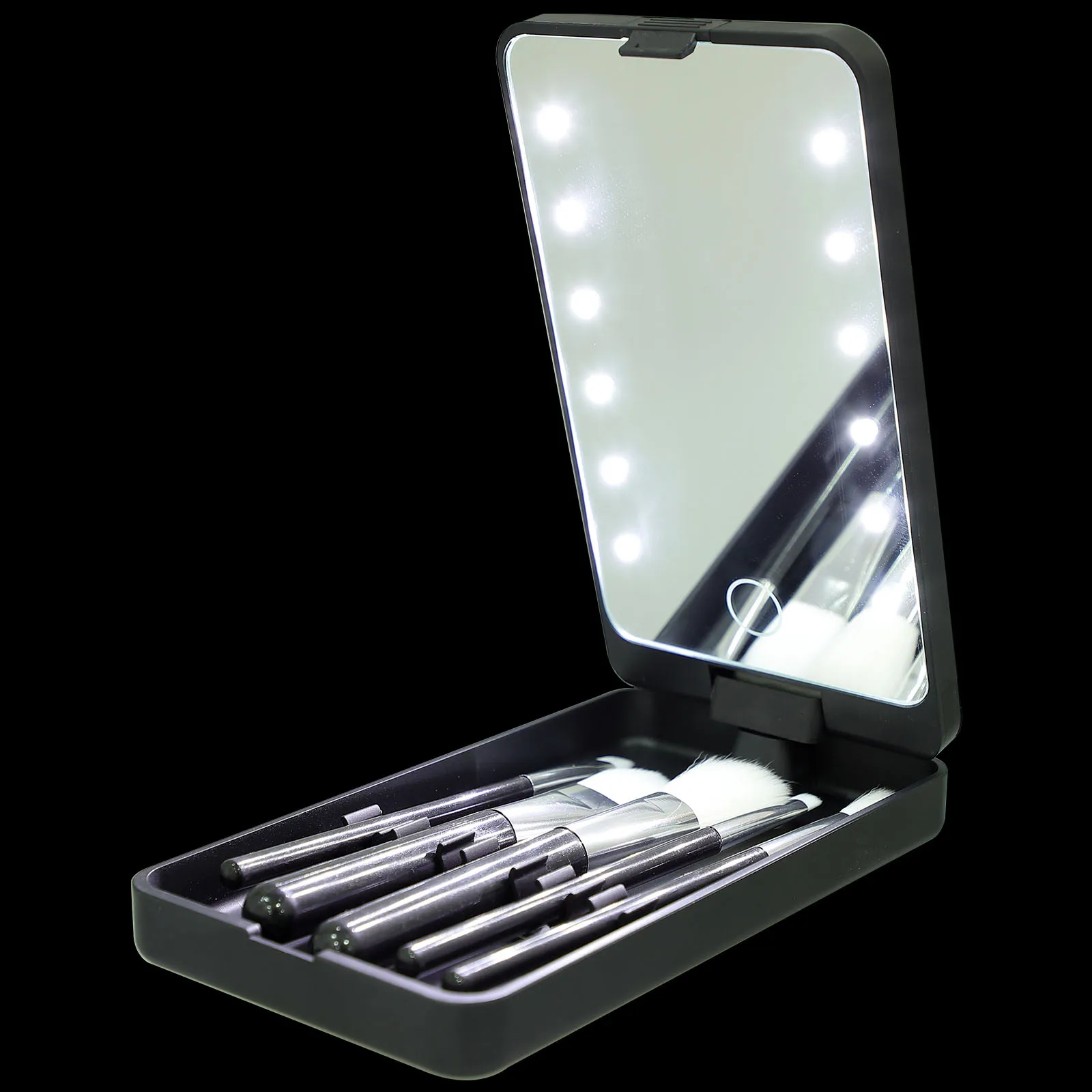 

Beauty Box Mirror Light Waterproof Plastic Eyelash Storage Organizer Travel Long Black Brush LED Makeup Kit for Women