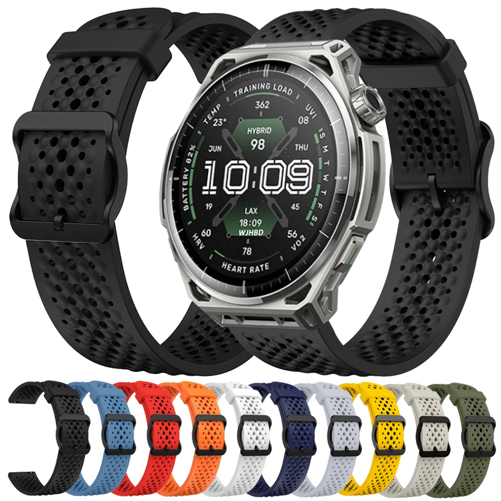 22mm Breathable Sport Strap For Amazfit BALANCE 3 2 Ultra 47MM/Bip6 5 Bip Max/GTR 4 3 2e/Cheetah Pro Soft Silicone Band Bracelet