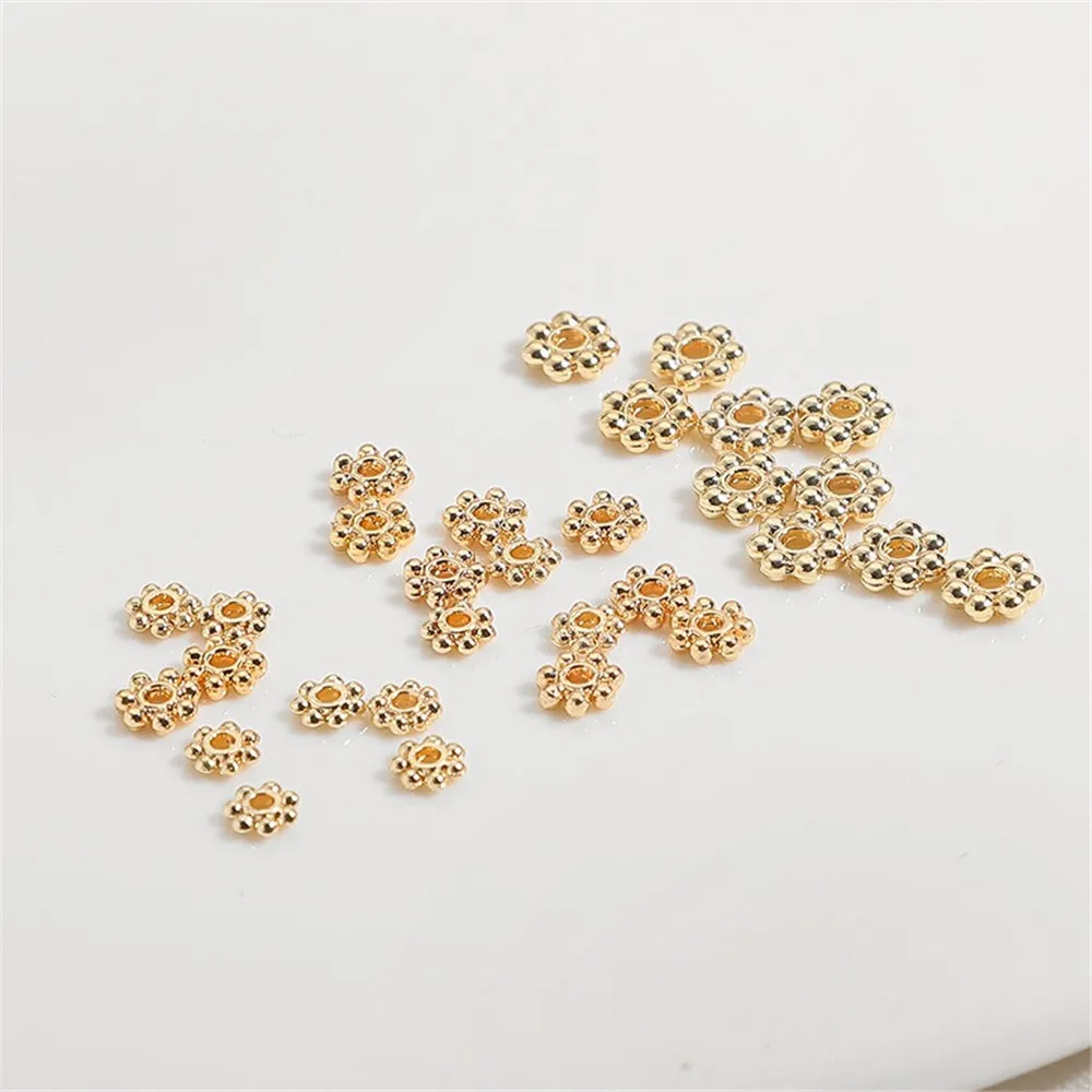 

14K Gold Snowflake Flower Bead Holder Pearl Spacer DIY Handmade Bracelet Necklace Flower Cap Spacer Material