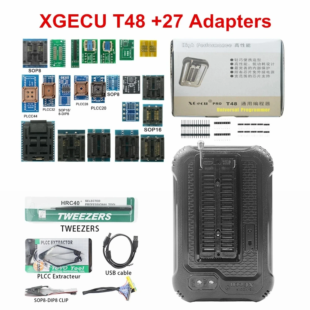 Newest V11.2 TL866II Plus Universal minipro programmer TL866 nand flash AVR PIC Bios USB Programmer+37 pcs adapters