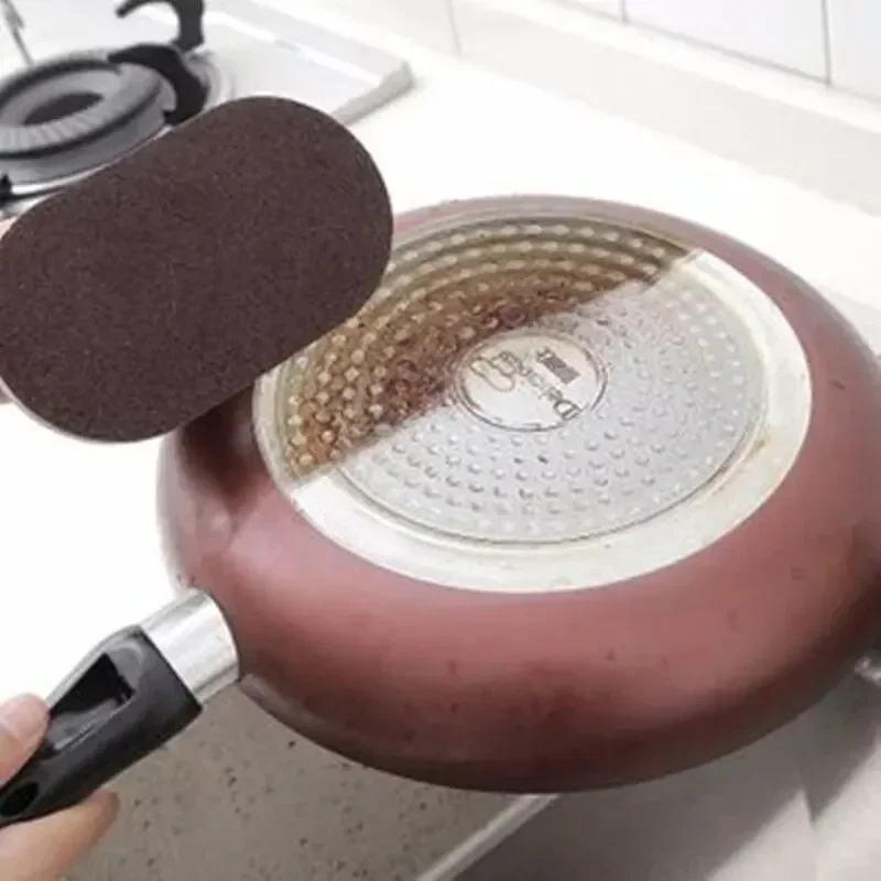Eco-Friendly Reusable Emery Magic Sponge Kitchen Pot Brush - Easy Washable Eraser for Cleaning Decontamination with Handle